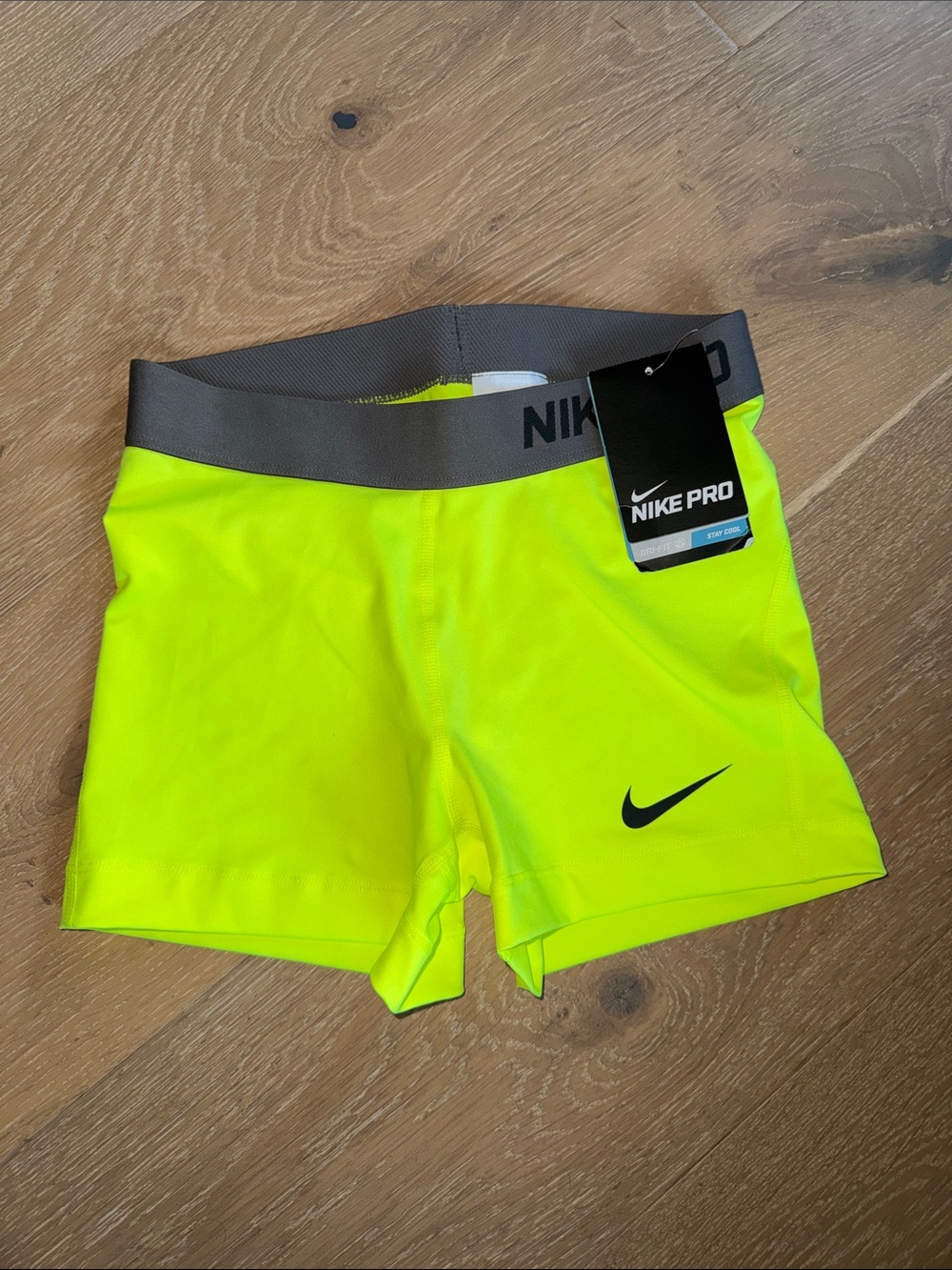 Nike Pro Training Shorts Neon yellow Green Compression Small NWT